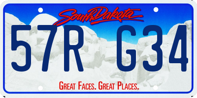 SD license plate 57RG34