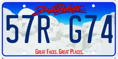 SD license plate 57RG74