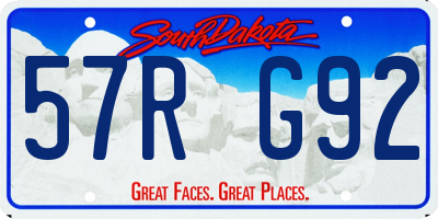 SD license plate 57RG92
