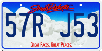 SD license plate 57RJ53