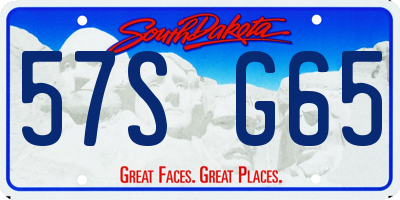 SD license plate 57SG65