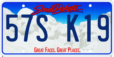 SD license plate 57SK19