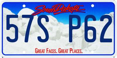 SD license plate 57SP62