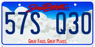 SD license plate 57SQ30