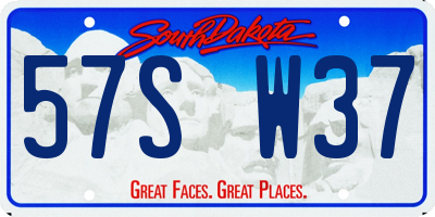 SD license plate 57SW37