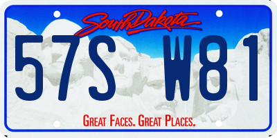 SD license plate 57SW81