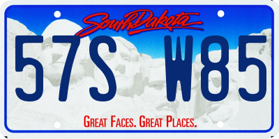 SD license plate 57SW85