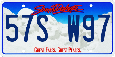 SD license plate 57SW97