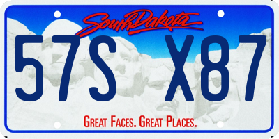 SD license plate 57SX87