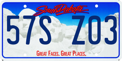 SD license plate 57SZ03