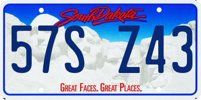 SD license plate 57SZ43