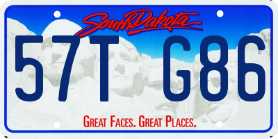 SD license plate 57TG86