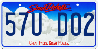 SD license plate 57UD02