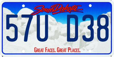 SD license plate 57UD38
