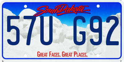 SD license plate 57UG92