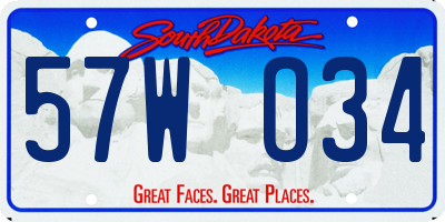 SD license plate 57WO34