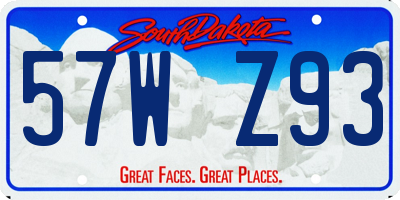 SD license plate 57WZ93