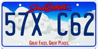 SD license plate 57XC62