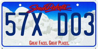 SD license plate 57XD03