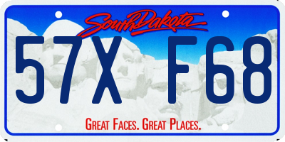SD license plate 57XF68