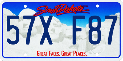 SD license plate 57XF87