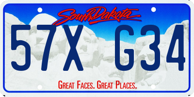 SD license plate 57XG34