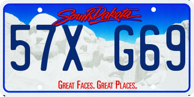 SD license plate 57XG69