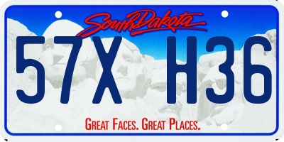 SD license plate 57XH36