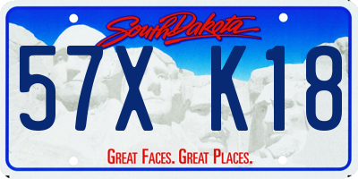 SD license plate 57XK18