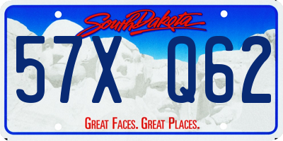 SD license plate 57XQ62