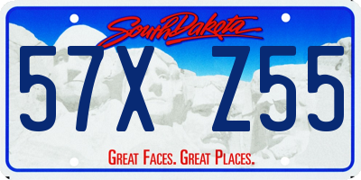 SD license plate 57XZ55