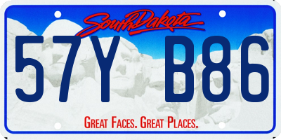 SD license plate 57YB86