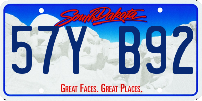 SD license plate 57YB92