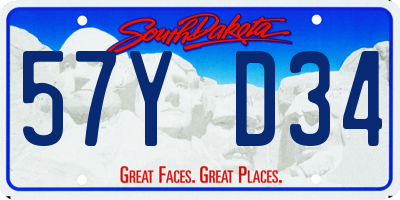 SD license plate 57YD34