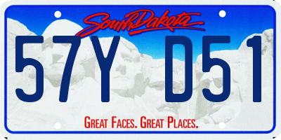 SD license plate 57YD51