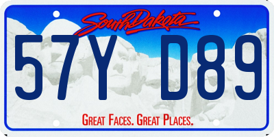 SD license plate 57YD89