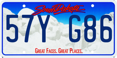 SD license plate 57YG86