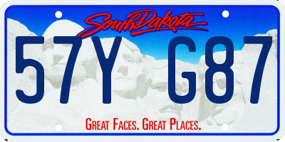 SD license plate 57YG87