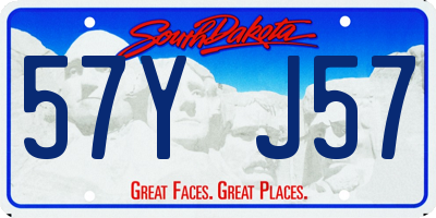 SD license plate 57YJ57