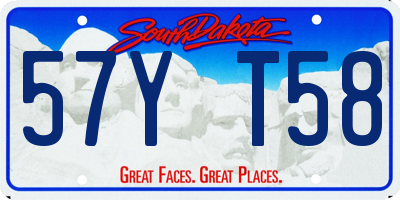 SD license plate 57YT58