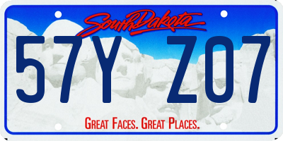 SD license plate 57YZ07