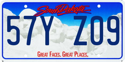 SD license plate 57YZ09