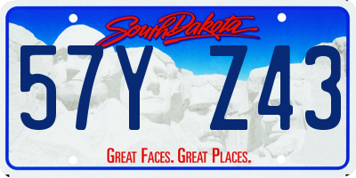 SD license plate 57YZ43