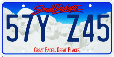 SD license plate 57YZ45