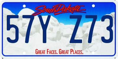 SD license plate 57YZ73