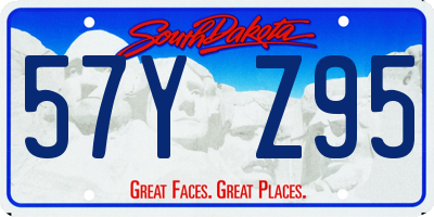 SD license plate 57YZ95