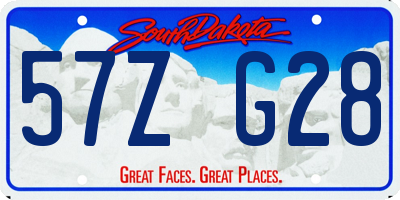SD license plate 57ZG28