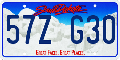 SD license plate 57ZG30
