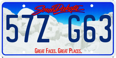 SD license plate 57ZG63