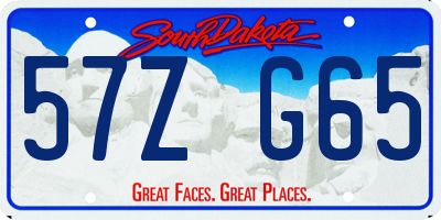 SD license plate 57ZG65